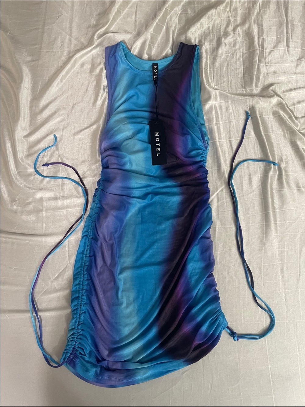 Motel Blue and Purple Gradient Ruched Dress